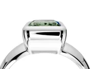 Solitaire Engagement Ring Setting for Fancy Green Princess Cut Center with Wide Band and Bezel Head in White Gold