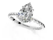 Solitaire Engagement Ring Setting for Pear-Shaped Center with Plain Twisted Rope Band and Prong Head in Platinum