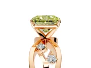 Solitaire Engagement Ring Setting for Fancy Yellow Radiant Cut Center with Criss-Cross Accent Band and Prong Head in Rose Gold