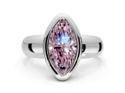 Solitaire Engagement Ring Setting for Fancy Pink Marquise Center with Wide Band and Bezel Head in Platinum