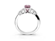 Leaf Cluster Engagement Ring Setting for Fancy Pink Emerald Cut Center with Marquise Accents and Prong Head in Platinum
