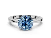 Solitaire Engagement Ring Setting for Fancy Blue Round Cut Center with Open Cathedral Shoulders and Prong Head in Platinum