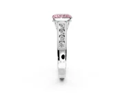 Solitaire Engagement Ring Setting for Fancy Pink Radiant Cut Center with Round Cut Channel Band and Prong Head in Platinum