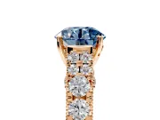 Solitaire Engagement Ring Setting for Fancy Blue Round Cut Center with Pave Cathedral Shoulders and Prong Head in Rose Gold