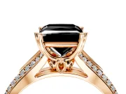 Solitaire Engagement Ring Setting for Fancy Black Princess Cut Center with Pave Rail Split Shank and Prong Head in Rose Gold