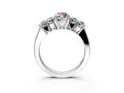 5 Stone Engagement Ring Setting for Fancy Pink Marquise Center with Equal Close-Set Accents and Prong Head in Platinum
