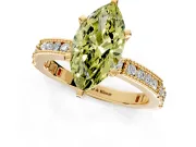 Solitaire Engagement Ring Setting for Fancy Yellow Marquise Center with Milgrain-Edged Pave Band and Prong Head in Yellow Gold