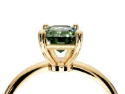 Minimalist Solitaire Engagement Ring Setting for Fancy Green Emerald Cut Center with Thin Band and Prong Head in Yellow Gold