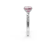 Cluster Engagement Ring Setting for Fancy Pink Princess Cut Center with Round Cut Accent Band and Prong Head in Sterling Silver