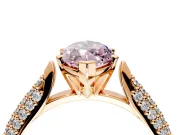 Solitaire Engagement Ring Setting for Fancy Pink Marquise Center with Multi-Row Accents and Prong Head in Rose Gold