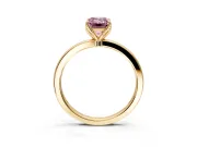 Solitaire Engagement Ring Setting for Fancy Pink Emerald Cut Center with Thin Rounded Plain Band and Prong Head in Yellow Gold