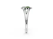 Solitaire Engagement Ring Setting for Fancy Green Pear-Shaped Center with V Split Shank and Bezel Head in Sterling Silver