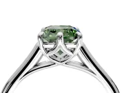 Solitaire Engagement Ring Setting for Fancy Green Cushion Cut Center with Cathedral Band and Prong Head in Platinum