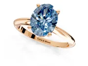 Solitaire Engagement Ring Setting for Fancy Blue Oval Center with Knife Ridge Band and Claw Prong Head in Rose Gold