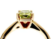 Solitaire Engagement Ring Setting for Fancy Yellow Emerald Cut Center with Knife Ridge Band and Claw Prong Head in Yellow Gold