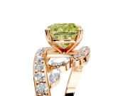 Solitaire Engagement Ring Setting for Fancy Yellow Cushion Cut Center with Pave Bypass Twist Band and Prong Head in Rose Gold