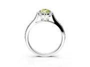 Halo Engagement Ring Setting for Fancy Yellow Pear-Shaped Center with Pave Accents, Heart Basket and Prong Head in Platinum