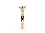 5 Stone Engagement Ring Setting for Oval Center with Plain Band and Prong Head in Rose Gold