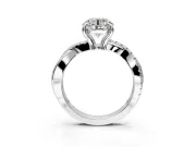 Solitaire Engagement Ring Setting for Round Cut Center with Half-Pave Crossover Band and Prong Head in Platinum