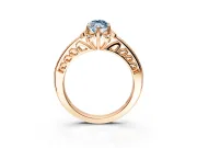 Floral Engagement Ring Setting for Fancy Blue Marquise Center with Four Accent Clusters and Prong Head in Rose Gold