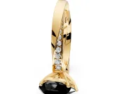 Side Accent Engagement Ring Setting for Fancy Black Pear-Shaped Center with Accent Shoulders and Prong Head in Yellow Gold
