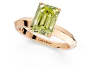 Solitaire Engagement Ring Setting for Fancy Yellow Emerald Cut Center with Wide Knife Ridge Band and Prong Head in Rose Gold