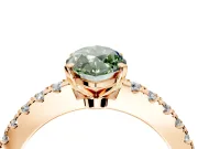 Solitaire Engagement Ring Setting for Fancy Green Marquise Center with Single Row Accent Band and Prong Head in Rose Gold