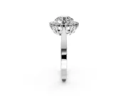 Starburst Halo Engagement Ring Setting for Round Cut Center with Flat Cathedral Band and Prong Head in Sterling Silver