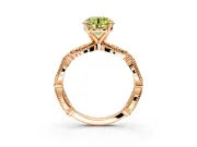 Solitaire Engagement Ring Setting for Fancy Yellow Round Cut Center with Marquise Panel Band and Prong Head in Rose Gold
