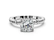Rope Engagement Ring Setting for Cushion Cut Center with Accent Shoulders and Prong Head in White Gold