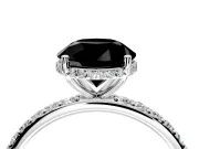 Hidden Halo Engagement Ring Setting for Fancy Black Round Cut Center with Pave Band and Prong Head in Platinum