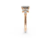 Floral Cluster Engagement Ring Setting for Emerald Cut Center with Marquise Accents and Prong Head in Rose Gold