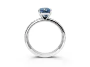 Solitaire Engagement Ring Setting for Fancy Blue Radiant Cut Center with Milgrain X Pattern Band and Prong Head in Platinum