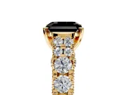 Solitaire Engagement Ring Setting for Fancy Black Asscher Cut Center with Pave Cathedral Shoulders and Prong Head in Yellow Gold