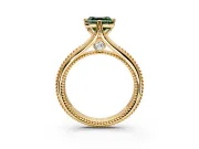 Solitaire Engagement Ring Setting for Fancy Green Asscher Cut Center with Milgrain Cathedral Band and Prong Head in Yellow Gold