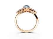 Cluster Engagement Ring Setting for Fancy Blue Marquise Center with 2-Row Shoulder Clusters and Prong Head in Rose Gold