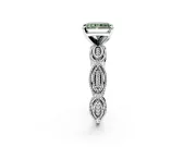 Solitaire Engagement Ring Setting for Fancy Green Radiant Cut Center with Marquise Panel Band and Prong Head in Platinum