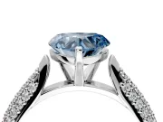 Solitaire Engagement Ring Setting for Fancy Blue Heart-Shaped Center with Multi-Row Accents and Prong Head in Sterling Silver