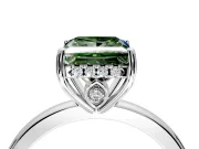 Solitaire Engagement Ring Setting for Fancy Green Princess Cut Center with Fine Wire Band and Prong Head in Platinum