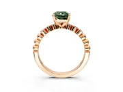 Solitaire Engagement Ring Setting for Fancy Green Radiant Cut Center with Bezel-Dot Beaded Band and Prong Head in Rose Gold