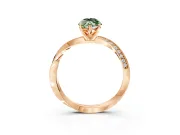 Side Accent Engagement Ring Setting for Fancy Green Marquise Center with Accent Shoulders and Prong Head in Rose Gold
