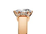 Solitaire Engagement Ring Setting for Pear-Shaped Center with Wide Band, Pave Collar and Prong Head in Rose Gold