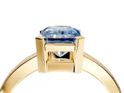 Solitaire Engagement Ring Setting for Fancy Blue Radiant Cut Center with Plain Band and Flat Tab Prong Head in Yellow Gold