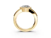 Halo Engagement Ring Setting for Heart-Shaped Center with Wide Band, Inlaid Accent Row and Prong Head in Yellow Gold