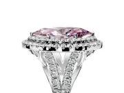 Double Halo Engagement Ring Setting for Fancy Pink Marquise Center with Narrow Pave Split Shank and Prong Head in Sterling Silver