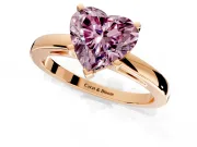 Solitaire Engagement Ring Setting for Fancy Pink Heart-Shaped Center with Basket Rail and Prong Head in Rose Gold