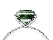 Solitaire Engagement Ring Setting for Fancy Green Princess Cut Center with Fine Pave Accents and Prong Head in White Gold