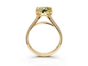 Solitaire Engagement Ring Setting for Fancy Yellow Heart-Shaped Center with Accented Split Shank and Prong Head in Yellow Gold