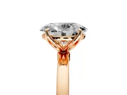Solitaire Engagement Ring Setting for Oval Center with Thin Rounded Plain Band and Prong Head in Rose Gold