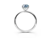 Hidden Halo Engagement Ring Setting for Fancy Blue Oval Center with Thin Round-Wire Band and Prong Head in Platinum